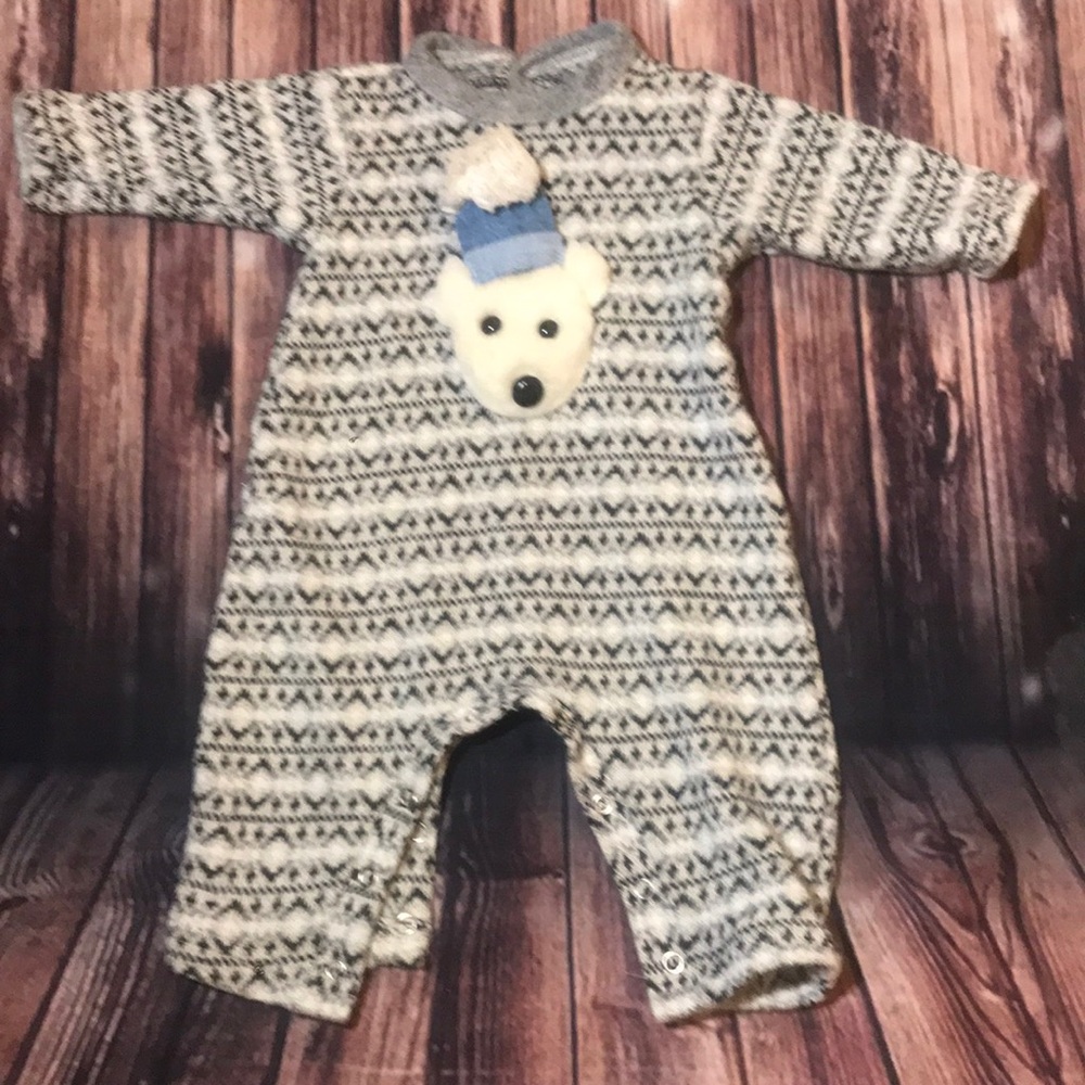Baby boy sweater one-piece 3D polar bear 6-9M